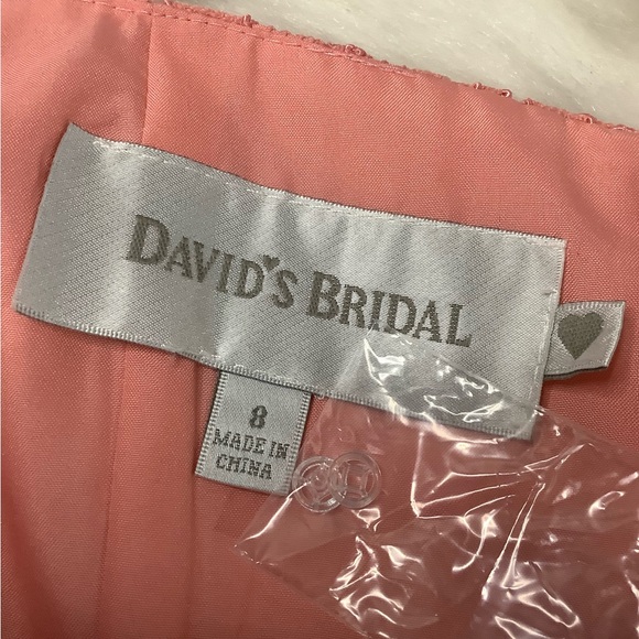 NWT 🍑David's Bridal Peach Lace Halter Dress - Picture 14 of 16